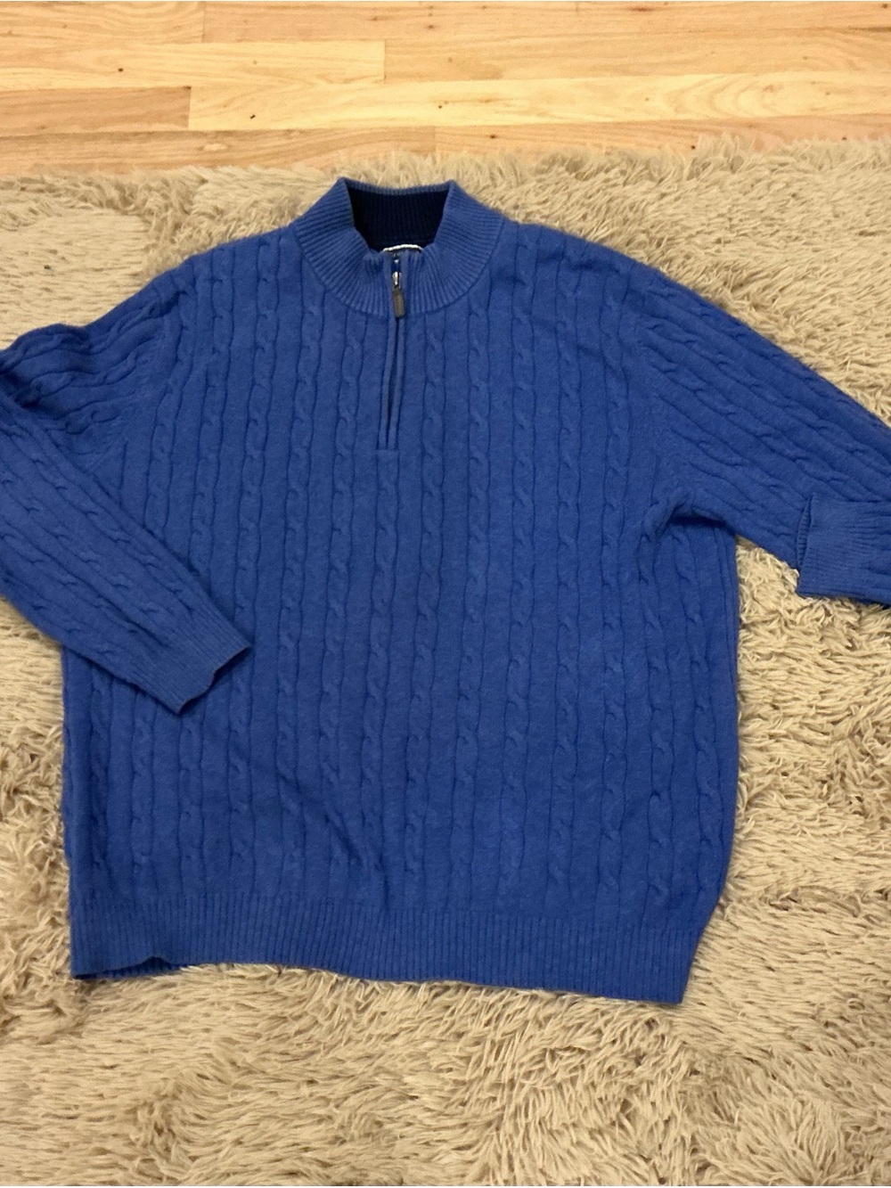 Club Room Men’s Cable-Knit Quarter-Zip Sweater - Royal Blue